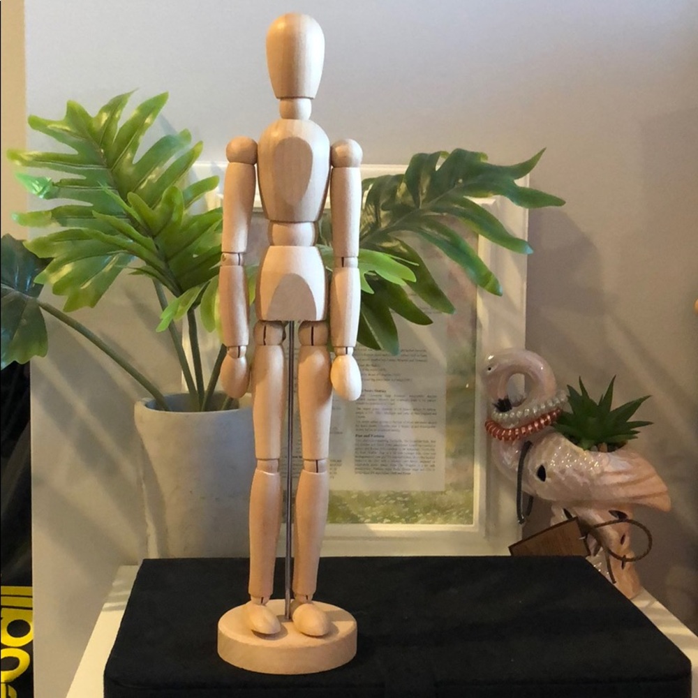 Wooden moveable desktop man